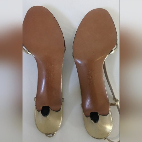 Salvatore Ferragamo Tiffany Slingback Strappy Gold Leather Sandals 8 Vintage - Picture 7 of 14